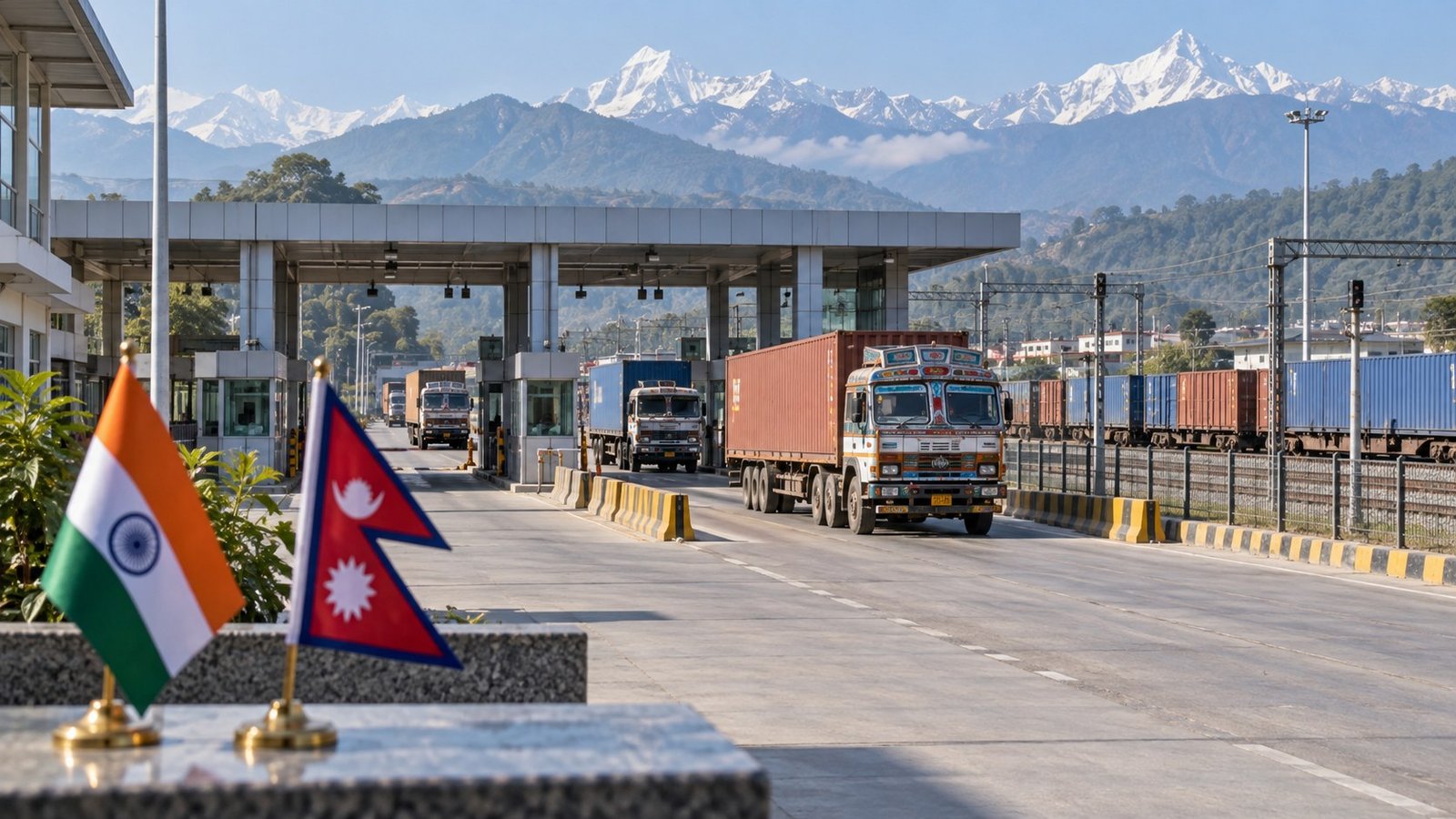 भारत-नेपाल सीमा पर मालवाहक वाहन और रेल संपर्क का सांकेतिक चित्र